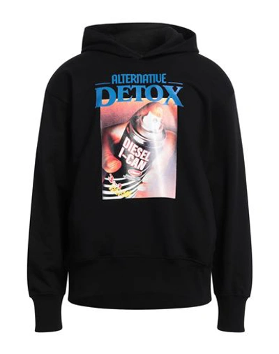 Shop Diesel Man Sweatshirt Black Size Xl Cotton, Elastane