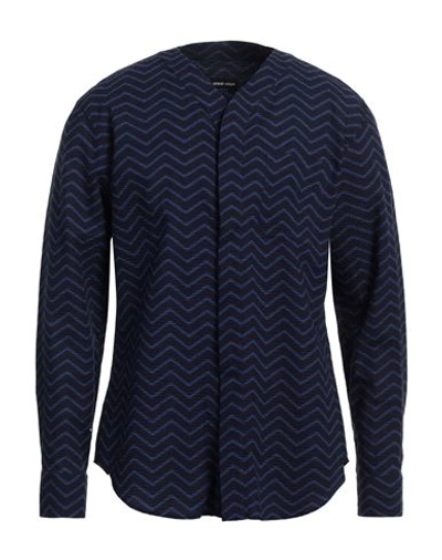 Shop Giorgio Armani Man Shirt Navy Blue Size 17 ½ Cotton