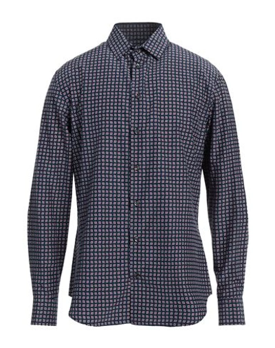 Shop Giorgio Armani Man Shirt Navy Blue Size 16 Cotton, Silk