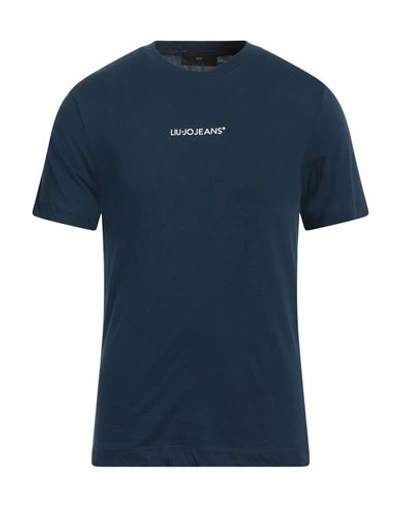 Shop Liu •jo Man Man T-shirt Navy Blue Size S Cotton