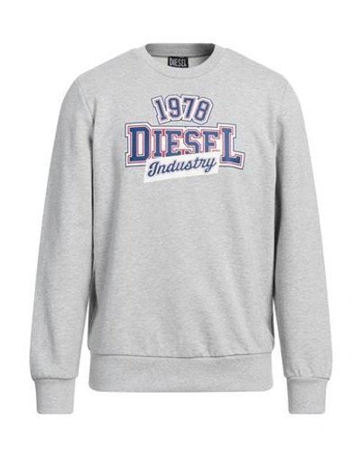 Shop Diesel Man Sweatshirt Grey Size M Cotton, Polyester, Elastane
