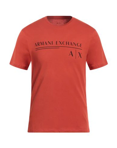 Armani Exchange Man T-shirt Rust Size S Cotton In Red