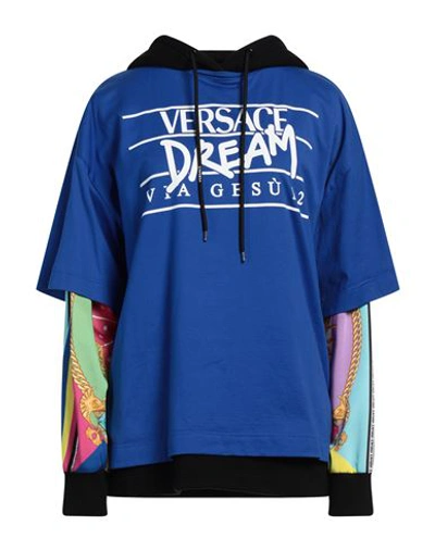 Shop Versace Woman Sweatshirt Bright Blue Size 8 Cotton, Polyester