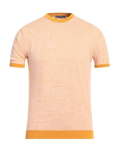 Shop Privati Man Sweater Ocher Size 3xl Linen, Polyamide, Cotton In Yellow