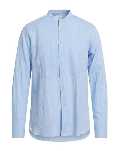 Shop Edizioni Limonaia Man Shirt Sky Blue Size 16 Cotton, Linen