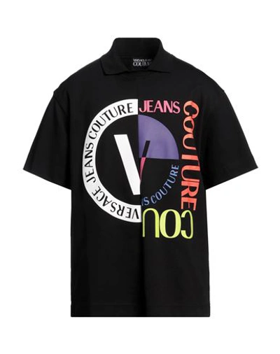 Shop Versace Jeans Couture Man Polo Shirt Black Size 3xl Cotton, Polyester, Elastane