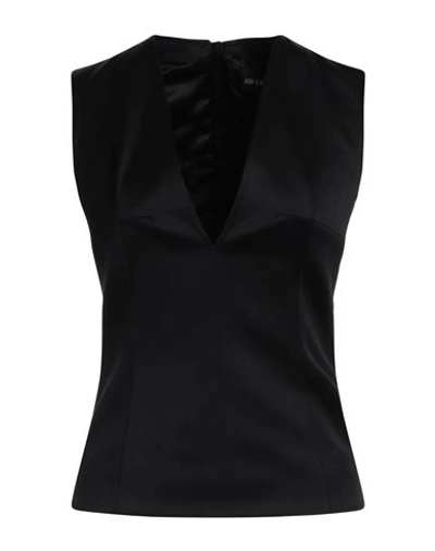 Shop Ann Demeulemeester Woman Top Black Size 8 Virgin Wool, Polyamide
