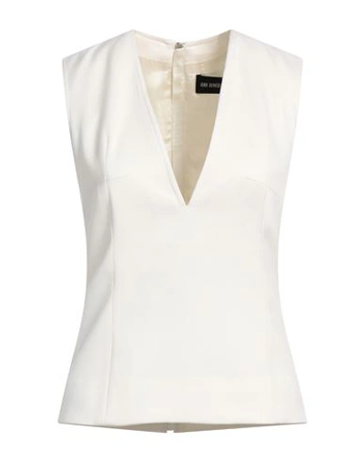 Shop Ann Demeulemeester Woman Top White Size 10 Virgin Wool, Polyamide