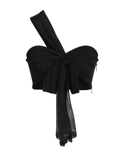Giorgio Armani Woman Top Black Size 6 Viscose, Polyester In Black