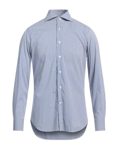 Shop Bagutta Man Shirt Blue Size 15 ½ Cotton, Polyamide, Elastane
