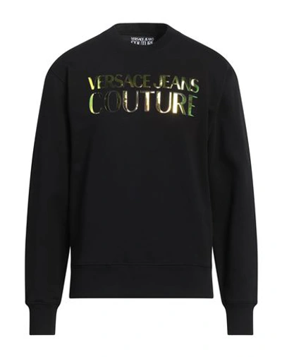 Shop Versace Jeans Couture Man Sweatshirt Black Size 3xl Cotton, Elastane