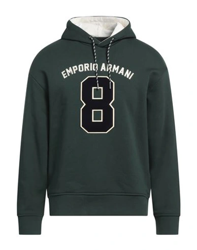 Shop Emporio Armani Man Sweatshirt Emerald Green Size L Cotton, Elastane