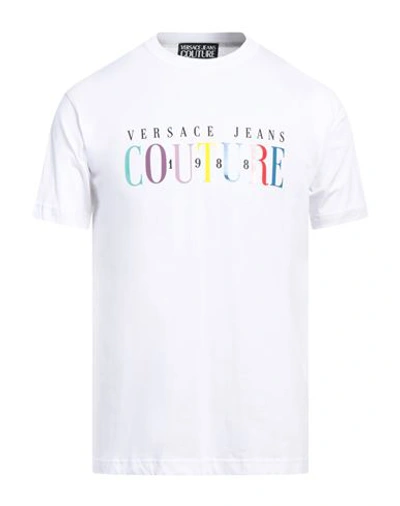Shop Versace Jeans Couture Man T-shirt White Size S Cotton