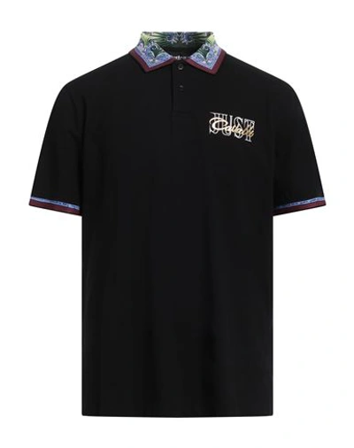 Shop Just Cavalli Man Polo Shirt Black Size S Cotton, Polyester, Elastane