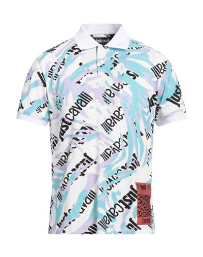 Just Cavalli Man Polo Shirt White Size Xxl Cotton, Viscose, Polyamide, Elastane In White