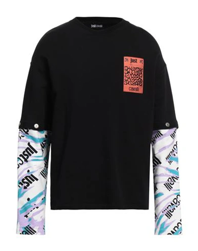 Shop Just Cavalli Man Sweatshirt Black Size M Cotton