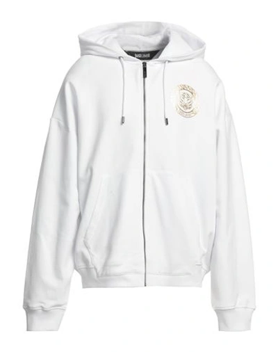 Just Cavalli Man Sweatshirt White Size 3xl Cotton, Elastane In White