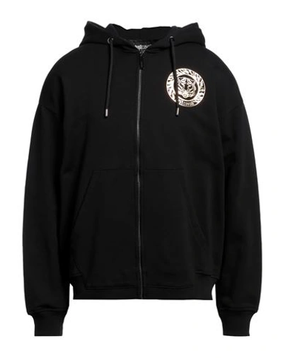 Just Cavalli Man Sweatshirt Black Size 3xl Cotton, Elastane In Black