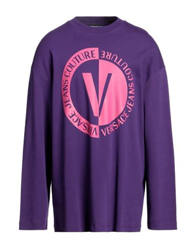 Shop Versace Jeans Couture Man T-shirt Purple Size Xxl Cotton