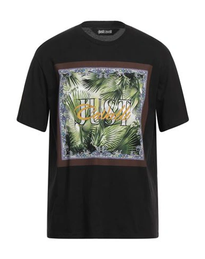 Just Cavalli Man T-shirt Black Size Xxl Cotton In Black