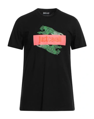 Shop Just Cavalli Man T-shirt Black Size Xxl Cotton