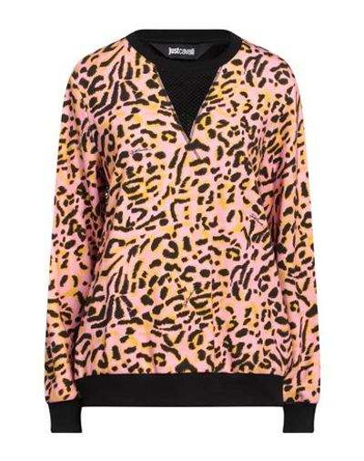Shop Just Cavalli Woman Sweatshirt Pink Size S Cotton, Polyester, Elastane