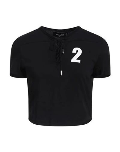 Shop Dsquared2 Woman T-shirt Black Size S Cotton
