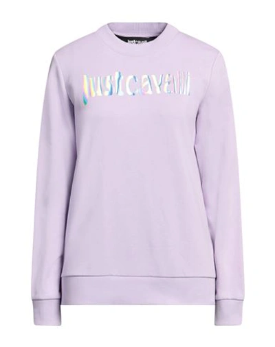 Shop Just Cavalli Woman Sweatshirt Lilac Size S Cotton, Elastane In Purple