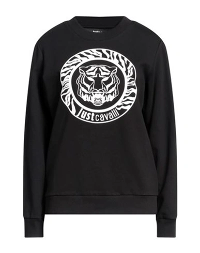 Just Cavalli Woman Sweatshirt Black Size Xl Cotton, Elastane In Black