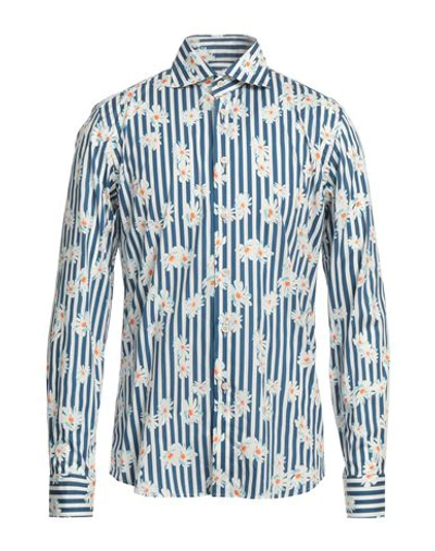 Shop Rossi Man Shirt Blue Size 16 ½ Cotton, Elastane