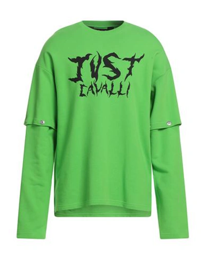 Shop Just Cavalli Man Sweatshirt Acid Green Size M Cotton, Elastane