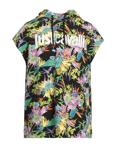 Just Cavalli Man Sweatshirt Black Size Xxl Cotton In Black