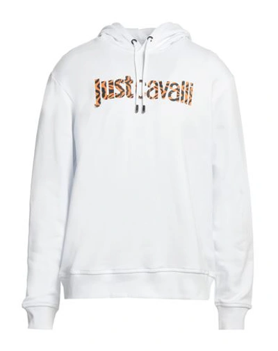 Shop Just Cavalli Man Sweatshirt White Size 3xl Cotton, Elastane