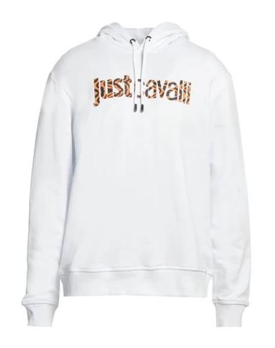 Just Cavalli Man Sweatshirt White Size 3xl Cotton, Elastane In White