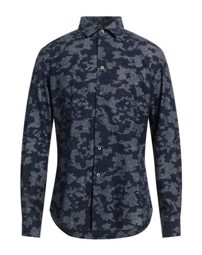Shop Rossi Man Shirt Navy Blue Size 16 Cotton