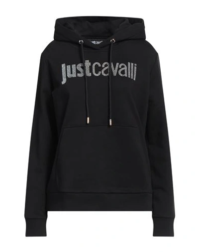 Just Cavalli Woman Sweatshirt Black Size L Cotton, Elastane In Black