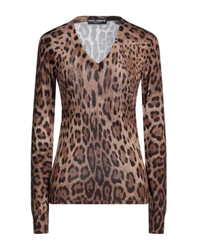 Shop Dolce & Gabbana Woman Sweater Light Brown Size 6 Silk In Beige
