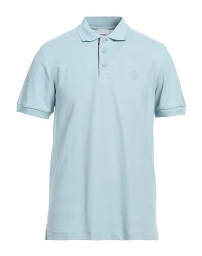 Shop Burberry Man Polo Shirt Sky Blue Size M Cotton