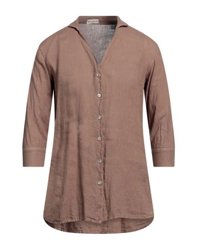 Shop Cashmere Company Woman Shirt Khaki Size 12 Linen In Beige
