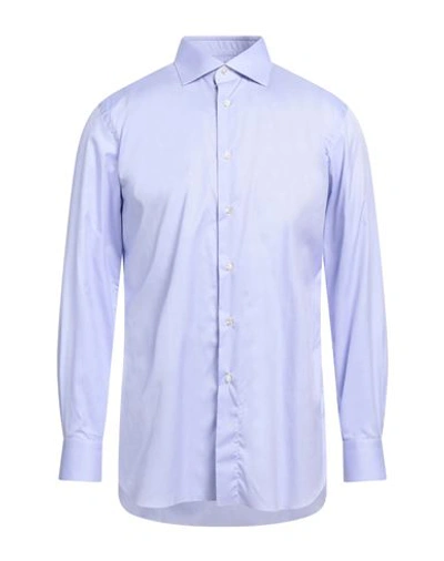 Shop Brioni Man Shirt Lilac Size 16 Cotton In Purple