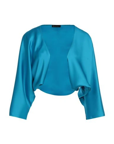 Shop Hanita Woman Shrug Azure Size M Polyester In Blue