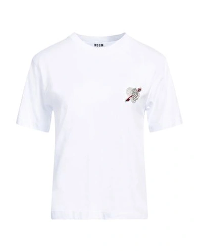 Shop Msgm Woman T-shirt White Size L Cotton