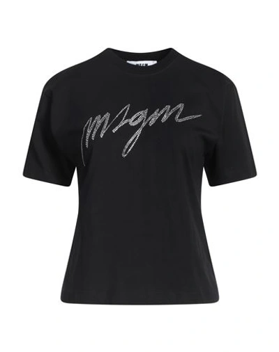 Shop Msgm Woman T-shirt Black Size L Cotton