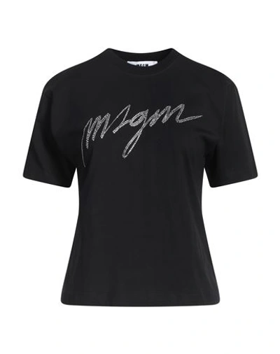 Msgm Woman T-shirt Black Size L Cotton In Black