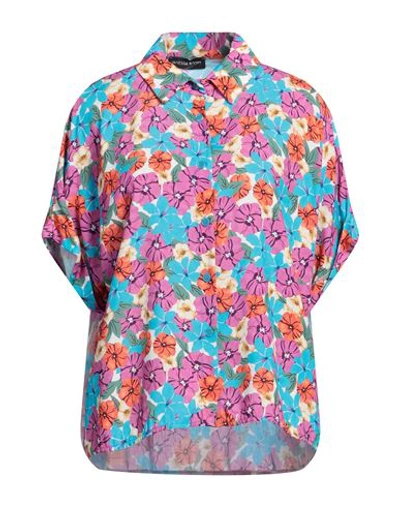 Shop Vanessa Scott Woman Shirt Azure Size Onesize Viscose In Blue