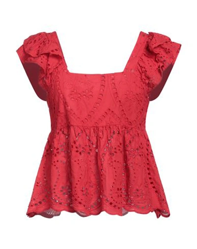 Shop Vanessa Scott Woman Top Red Size M Cotton