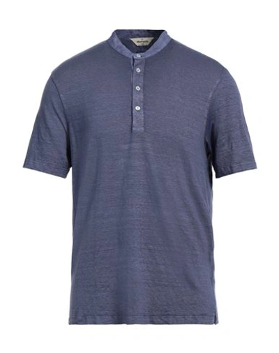 Shop Gran Sasso Man T-shirt Navy Blue Size 42 Linen, Elastane