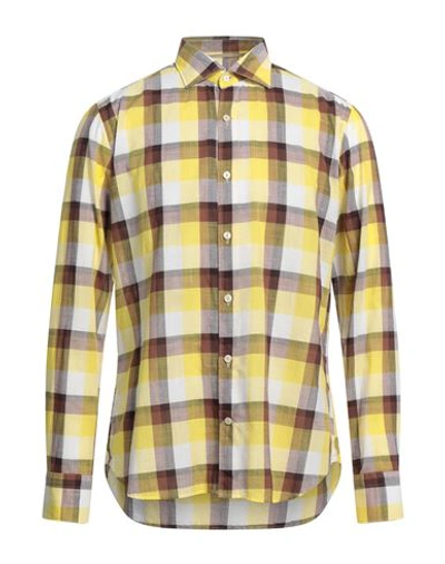 Shop Tintoria Mattei 954 Man Shirt Yellow Size 17 Cotton