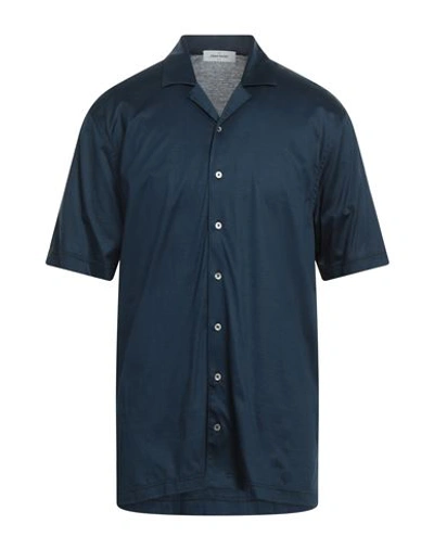 Shop Gran Sasso Man Shirt Midnight Blue Size 48 Cotton
