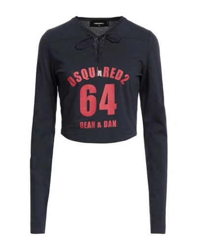 Dsquared2 Cotton Cropped Fit T-shirt With Lace-up Detail In Blue